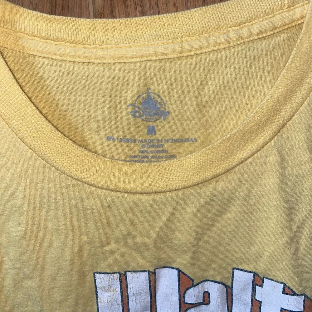 Disney Parks Walt Disney World Retro Rainbow Logo Mickey Yellow Cotton T-Shirt M